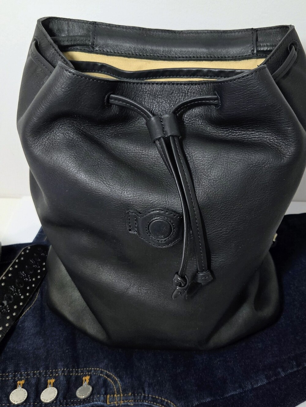Nisolo Daniela Black Leather Drawstring Backpack - Picture 7 of 14